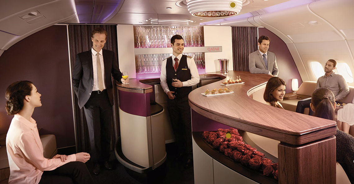 Qatar A380 bar