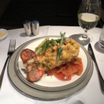 Singapore Airlines first class dinner lobster thermidor